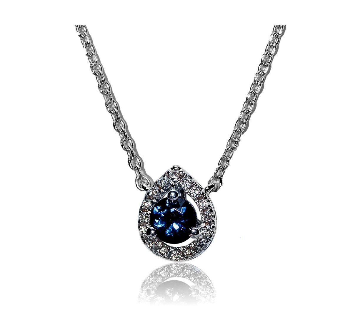 Girocollo Giorgio Visconti in oro bianco e zaffiro, con giro di diamanti, 0,26ct di zaffiro - GBX39196Z