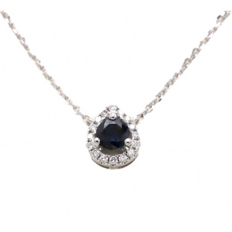 Girocollo Giorgio Visconti in oro bianco e zaffiro, con giro di diamanti, 0,26ct di zaffiro - GBX39196Z
