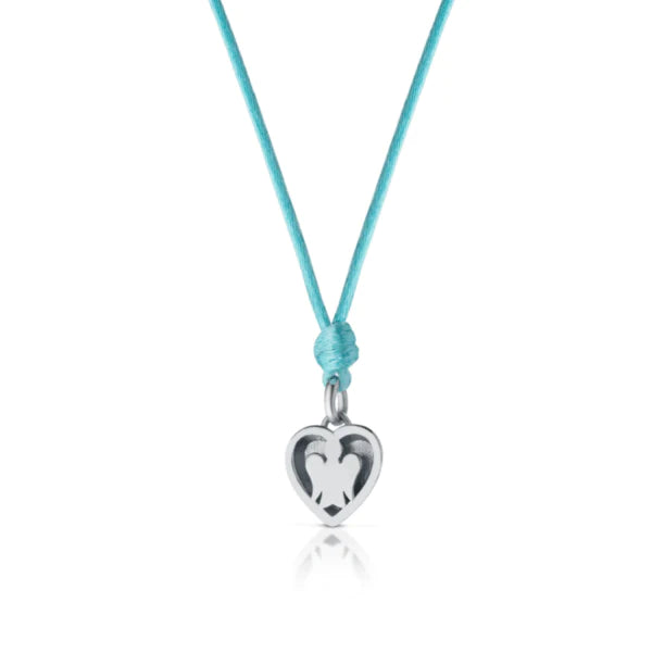 COLLANA CON CIONDOLO CUORE SMALTATO ACQUAMARINA - GIA402