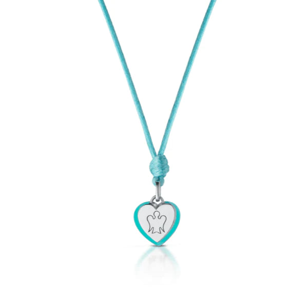 COLLANA CON CIONDOLO CUORE SMALTATO ACQUAMARINA - GIA402