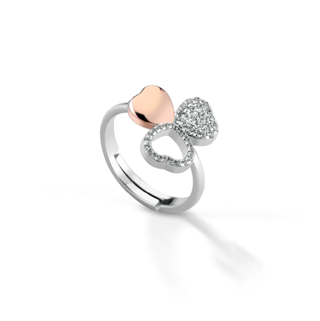 Three-Heart Silver Ring with Zirconia - LOVE TRILOGY - GIA459