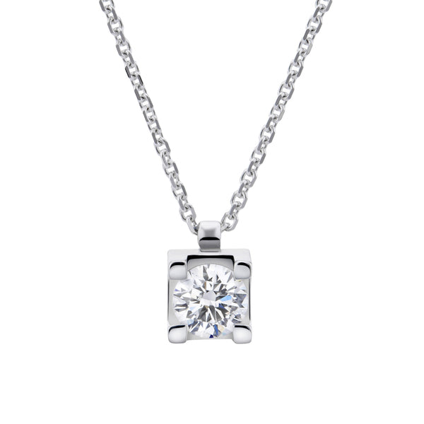 HALSKETTE MIT GERADEN, GEDREHTEN LICHTPUNKT-ANHÄNGER 0,18 ct - GIM006/0,18