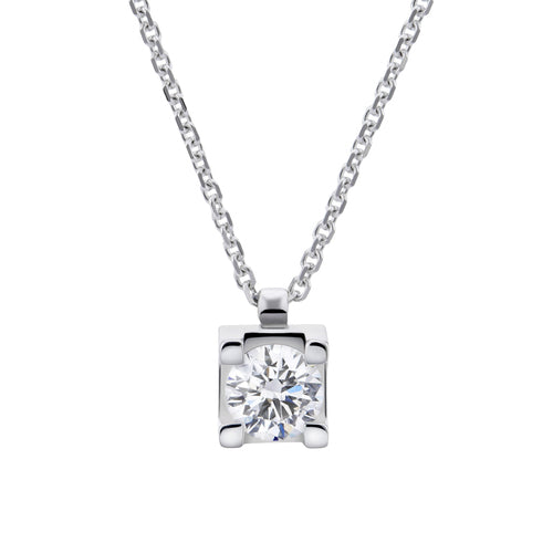 HALSKETTE MIT GERADEN, GEDREHTEN LICHTPUNKT-ANHÄNGER 0,24 ct - GIM006/0,24