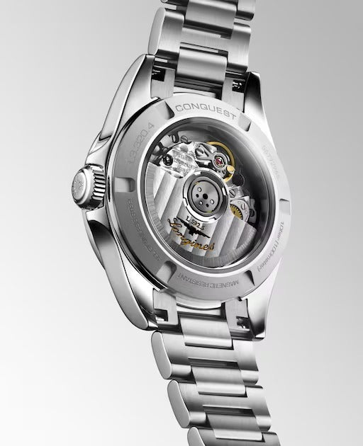 Longines Conquest Uhr, silbernes Zifferblatt und roségoldene Zeiger, 30 mm – L33204726