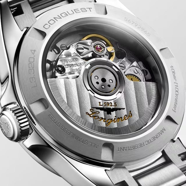Longines Conquest Uhr, silbernes Zifferblatt und roségoldene Zeiger, 30 mm – L33204726