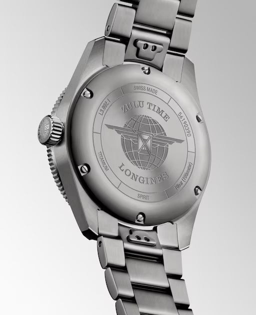 LONGINES SPIRIT ZULU TIME TITANIUM, anthrazitfarbenes Zifferblatt, 39 mm – L38021536
