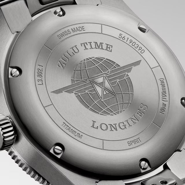 LONGINES SPIRIT ZULU TIME TITANIUM, anthrazitfarbenes Zifferblatt, 39 mm – L38021536
