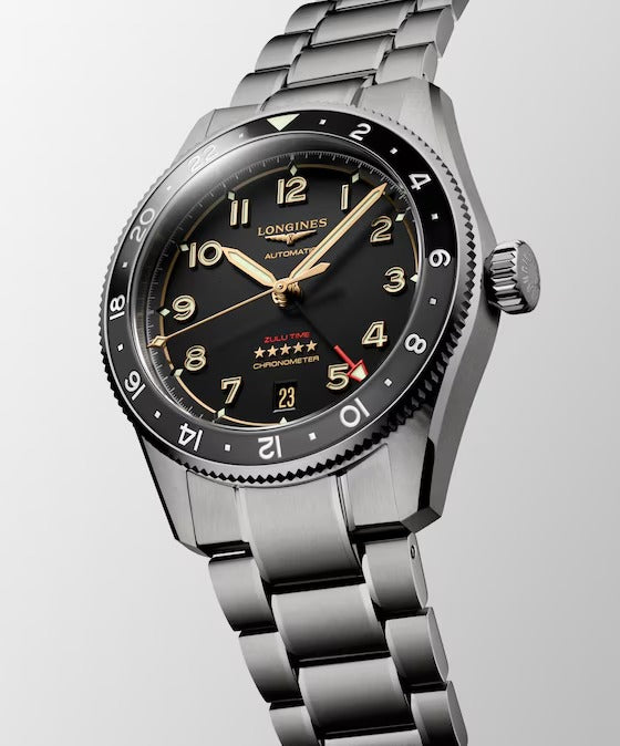 LONGINES SPIRIT ZULU TIME TITANIUM, anthrazitfarbenes Zifferblatt, 39 mm – L38021536