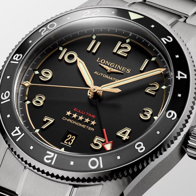 LONGINES SPIRIT ZULU TIME TITANIUM, anthrazitfarbenes Zifferblatt, 39 mm – L38021536