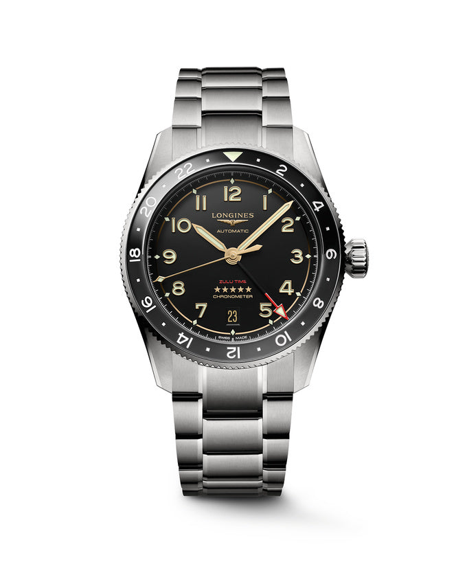 LONGINES SPIRIT ZULU TIME TITANIUM, anthrazitfarbenes Zifferblatt, 39 mm – L38021536