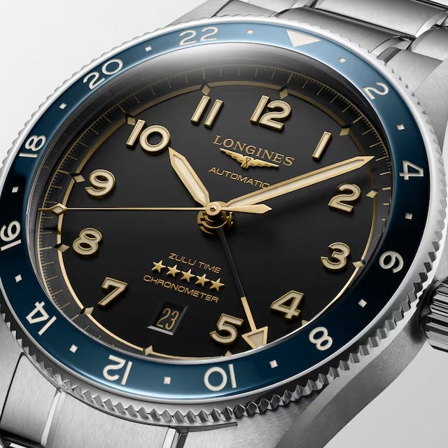 LONGINES SPIRIT ZULU TIME, ghiera blu e quadrante antracite, 42mm - L38124606