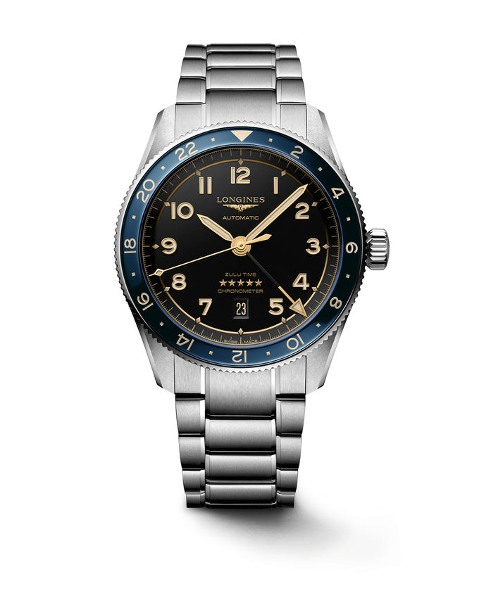 LONGINES SPIRIT ZULU TIME, ghiera blu e quadrante antracite, 42mm - L38124606