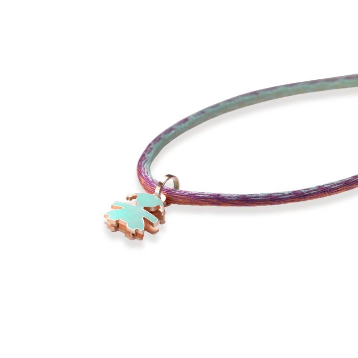 I MINI - CIONDOLO BIMBA ORO ROSA E SMALTO VERDEACQUA - LBB055-ACQ