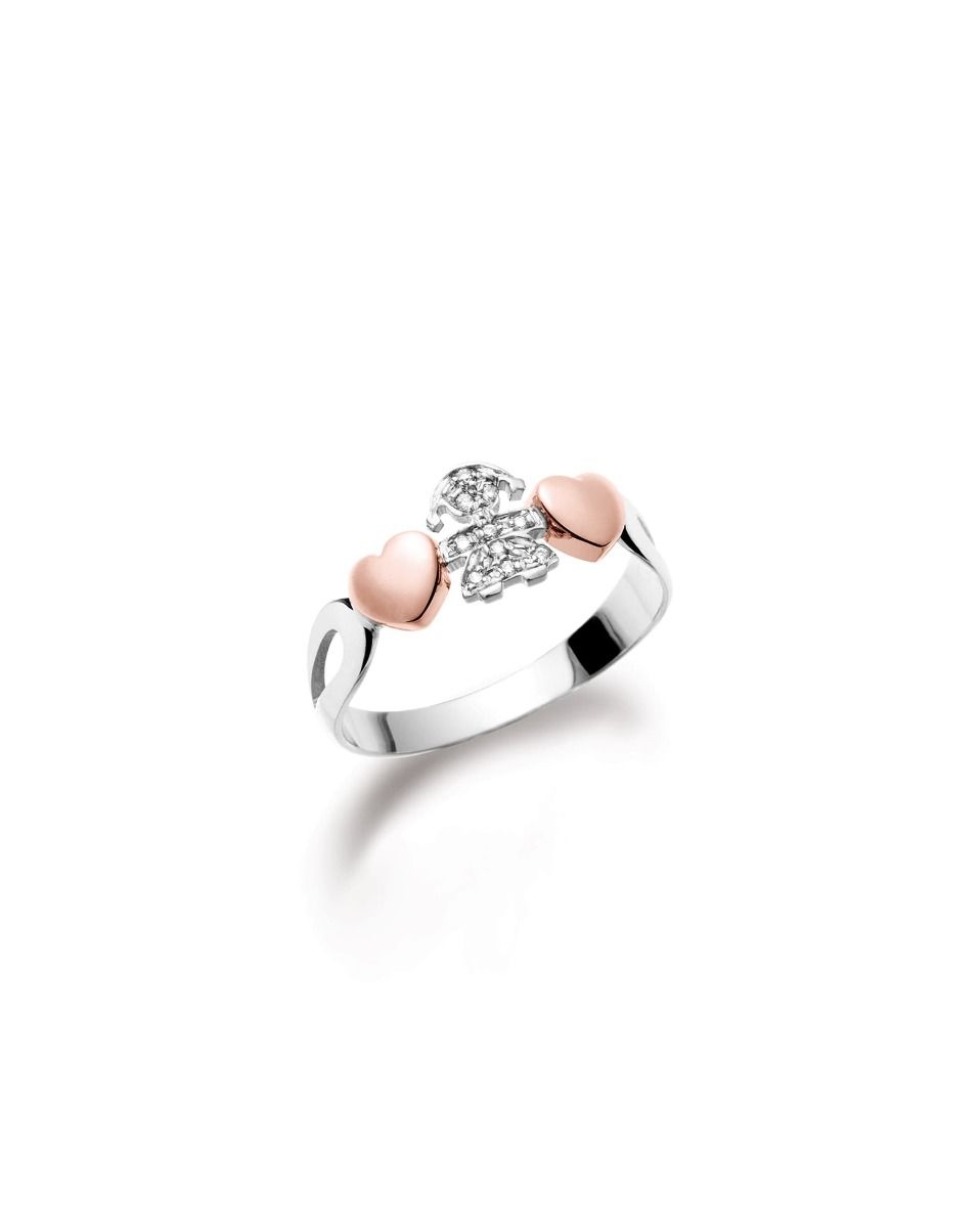 I Preziosi ring with a child's silhouette in white gold and diamonds - LBB112