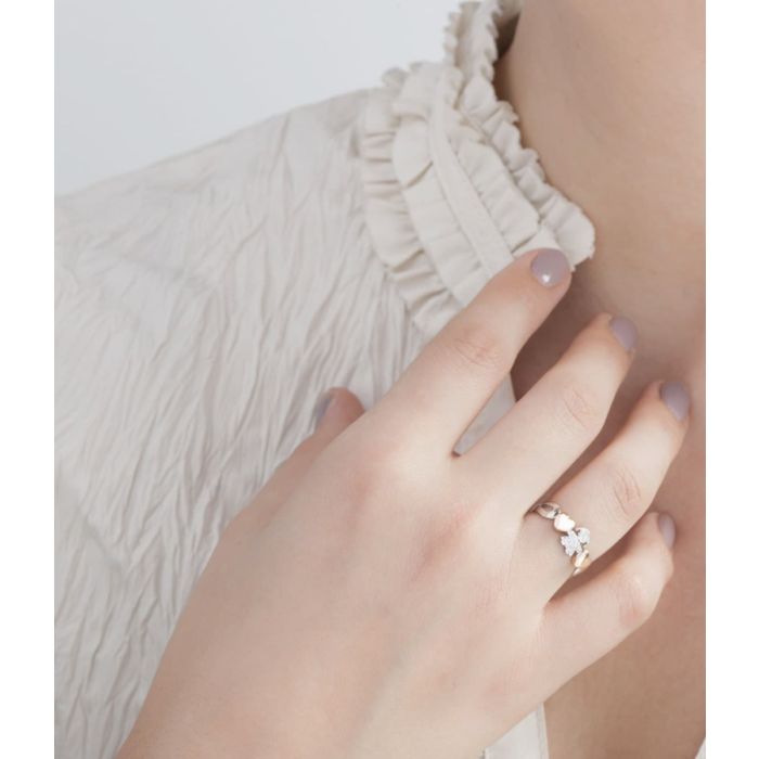 I Preziosi ring with a child's silhouette in white gold and diamonds - LBB112