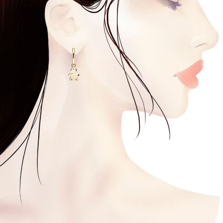 Le Bebè Bimbo Pendant Earrings in Yellow Gold – i Classici – LBB118