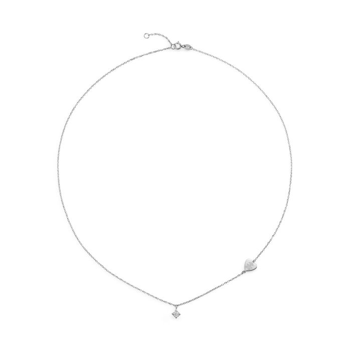 Forever-Halskette aus Weißgold und 0,07 Karat Diamant mit eingravierter Baby-Mädchen-Silhouette – LBB261