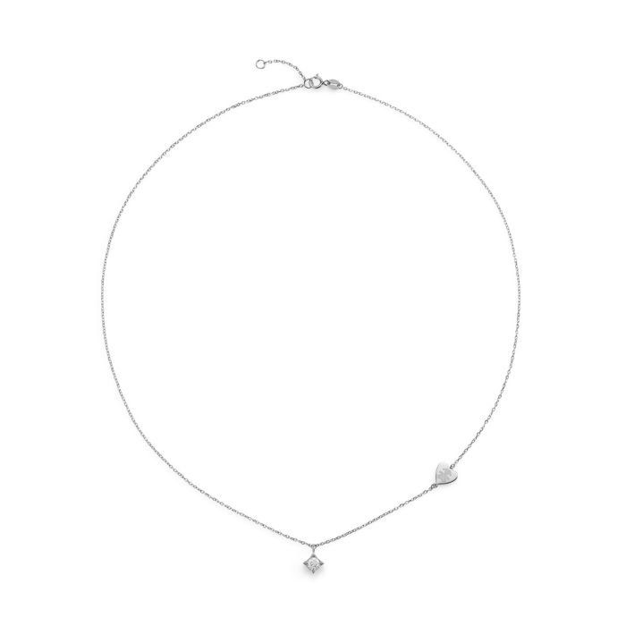 Collana Per Sempre in oro bianco e diamante da 0,15 ct con sagoma bimba incisa - LBB263