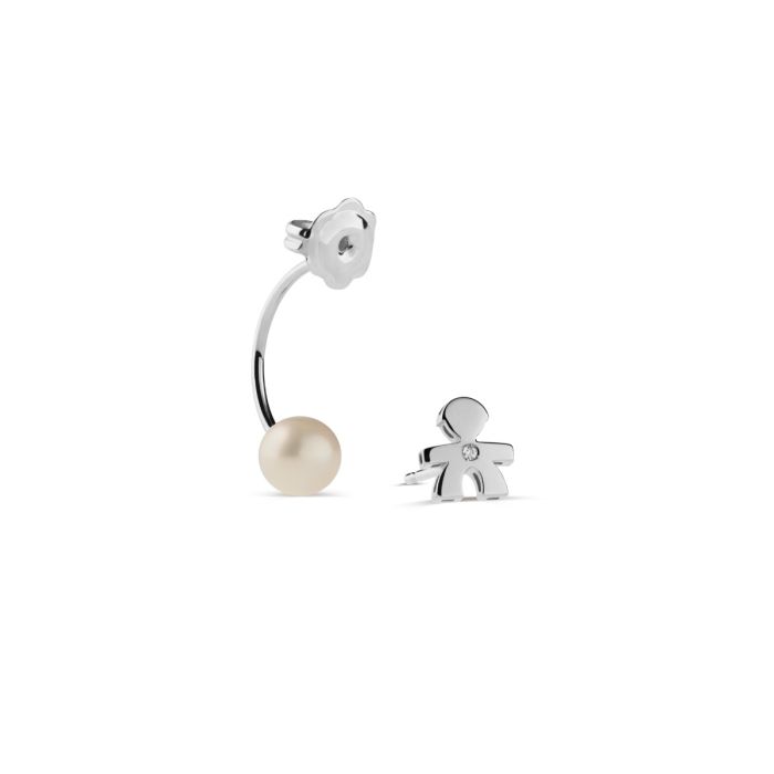 LE PERLE - EINZELNER OHRRING FÜR KINDER AUS WEISSGOLD, PERLE UND DIAMANT - LBB810