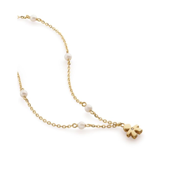 THE PEARLS - KINDERHALSKETTE AUS GELBGOLD MIT PERLEN UND DIAMANTEN - LBB830