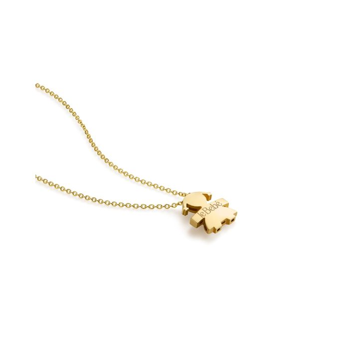 Ciondolo le bebè, I Tesorini Big, con sagoma bimba e catena in oro giallo 18kt - LBB901