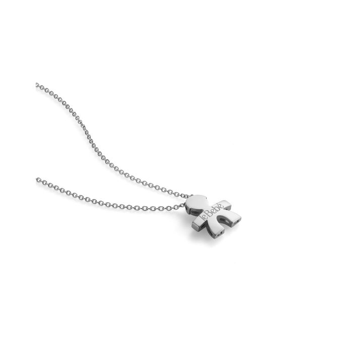 I Tesorini Großer Anhänger mit Baby-Silhouette und Weißgoldkette – LBB902