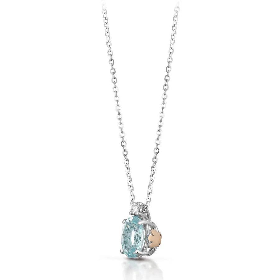 Roberto Giannotti 9K Gold Engel Halskette mit Diamanten und Aquamarin - LUXAM01
