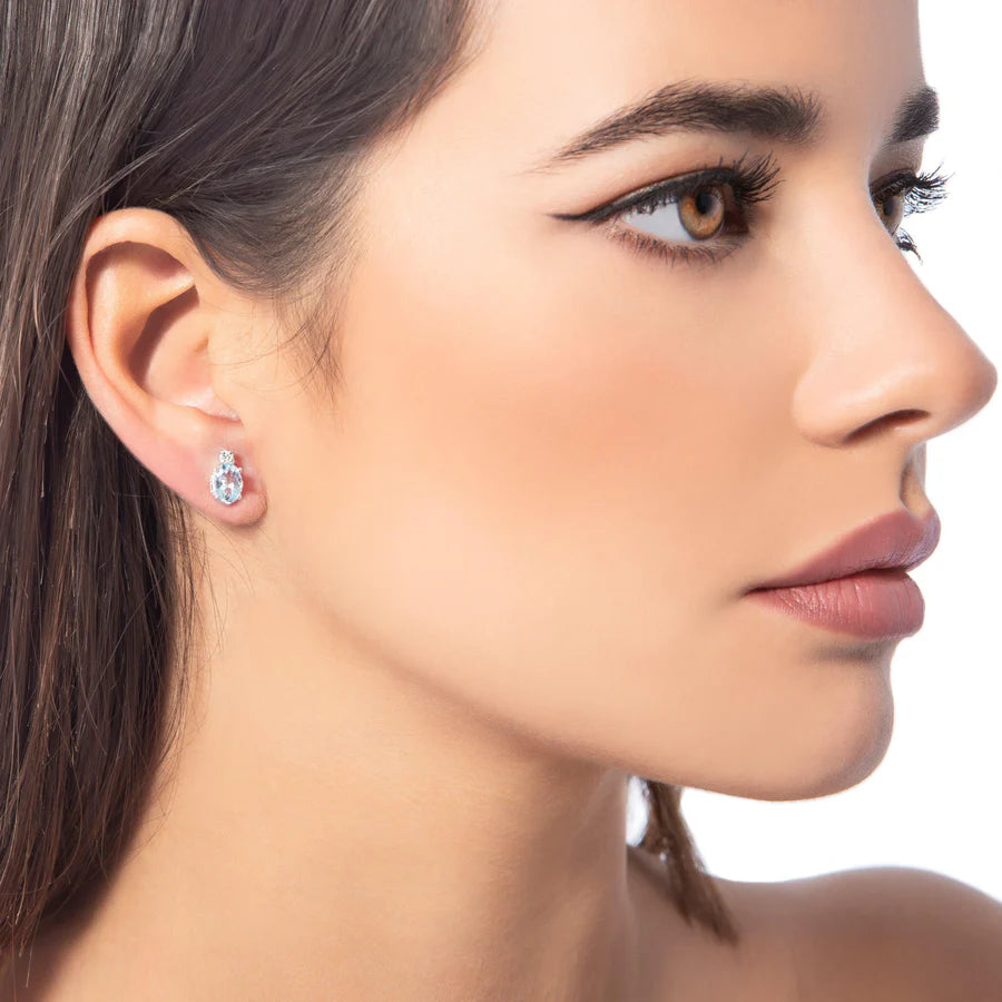 Roberto Giannotti Engel-Ohrringe aus 9 Karat Gold, Diamanten und Aquamarin – LUXAM02