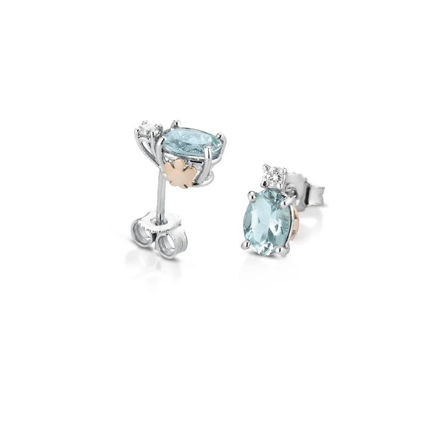 Roberto Giannotti Engel-Ohrringe aus 9 Karat Gold, Diamanten und Aquamarin – LUXAM02