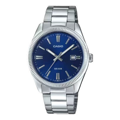 CASIO TIMELESS COLLECTION Uhr, BLAUES Zifferblatt, Unisex, 38,5 MM – MTP-1302PD-2AVEF