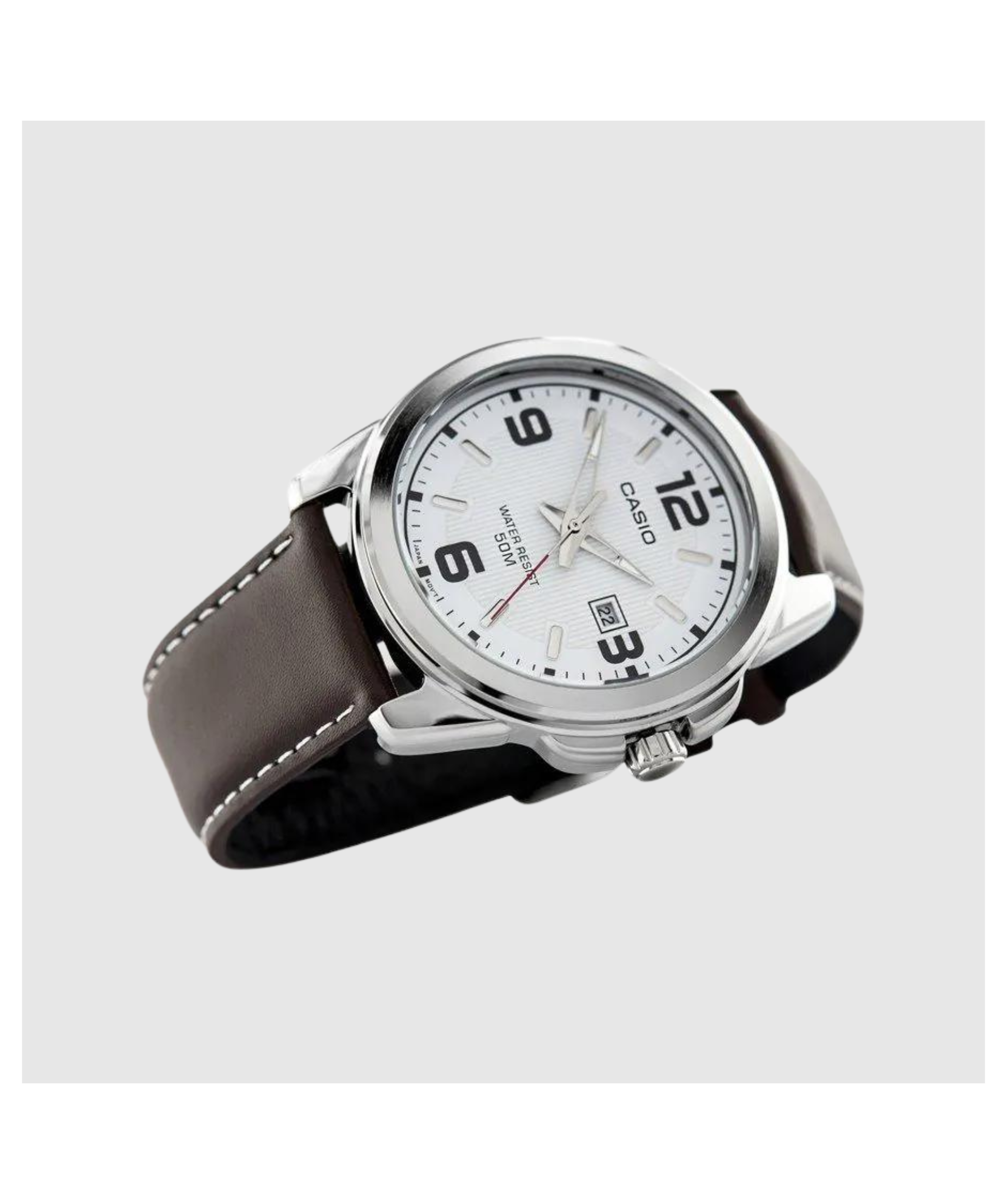 Orologio CASIO TIMELESS COLLECTION, cinturino pelle marrone e quadrante silver, 45mm - MTP-1314PL-7AVEF