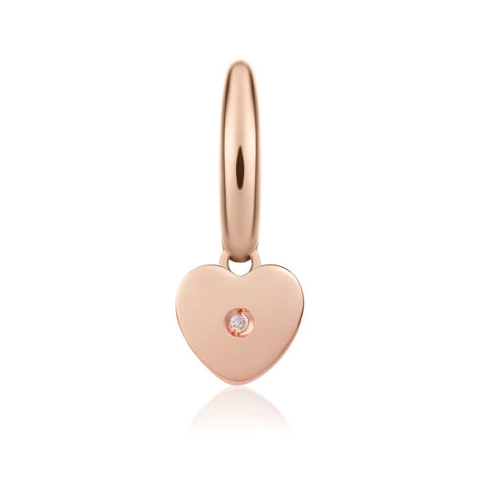 EINZELNER OHRRING AUS ROSÉGOLD MIT HERZANHÄNGER UND DIAMANT – NKT356