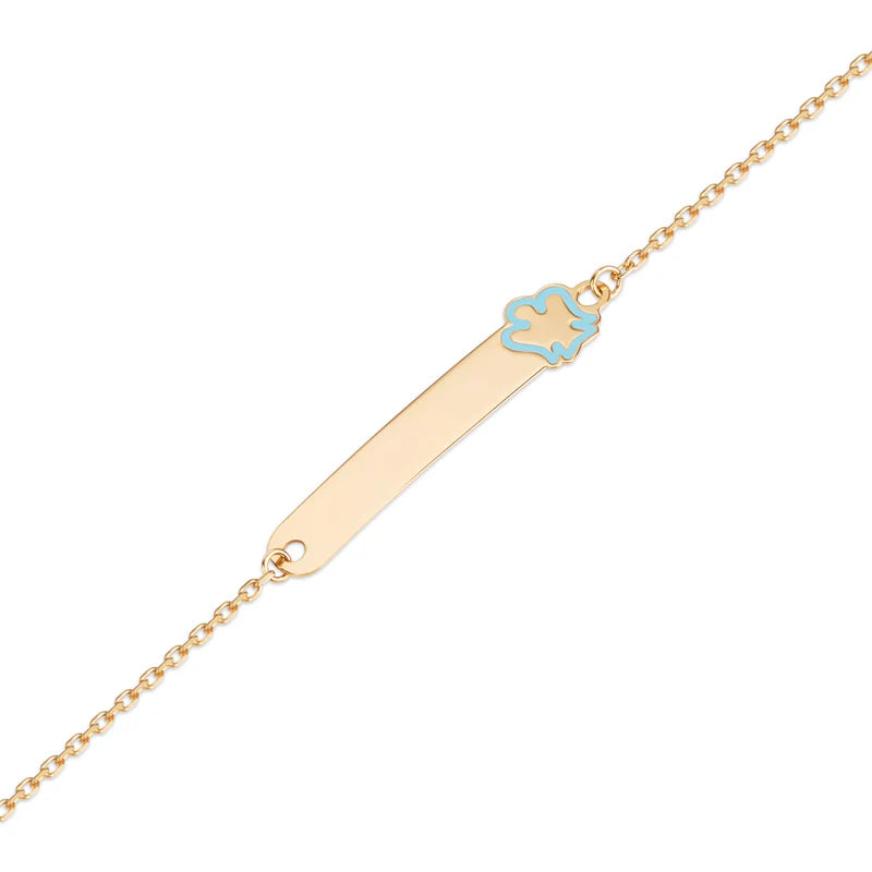 Bracciale Roberto Giannotti in oro 9kt da bambino con targhetta e angelo azzurro - NKT380