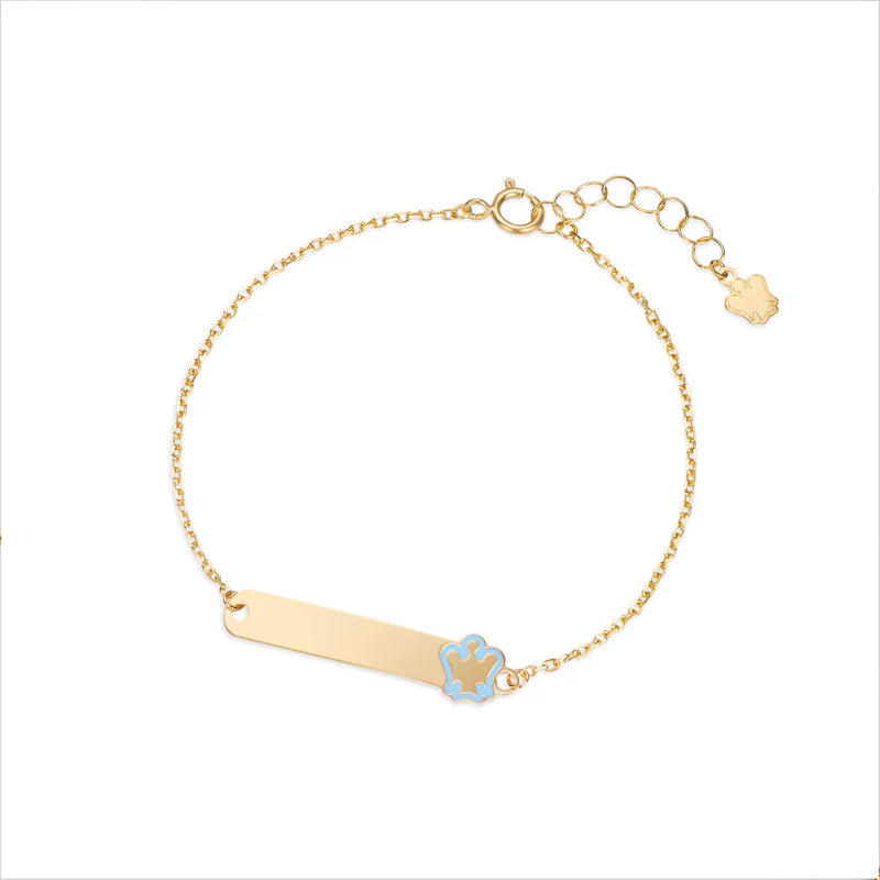 Bracciale Roberto Giannotti in oro 9kt da bambino con targhetta e angelo azzurro - NKT380