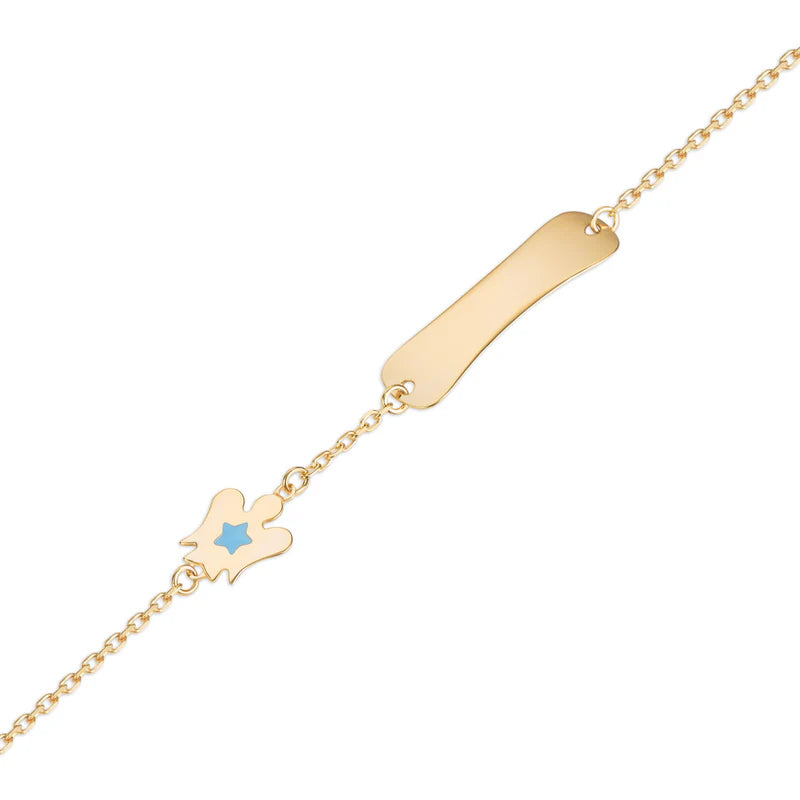BRACCIALE ROBERTO GIANNOTTI IN ORO GIALLO 9KT DA BAMBINO CON TARGHETTA E ANGELO - NKT385