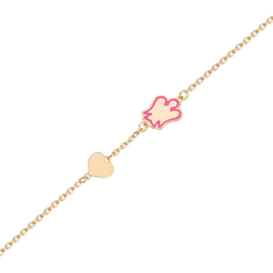 BRACCIALE ROBERTO GIANNOTT IN ORO GIALLO 9KT DA BAMBINA CON ANGELO ROSA E CUORE - NKT389