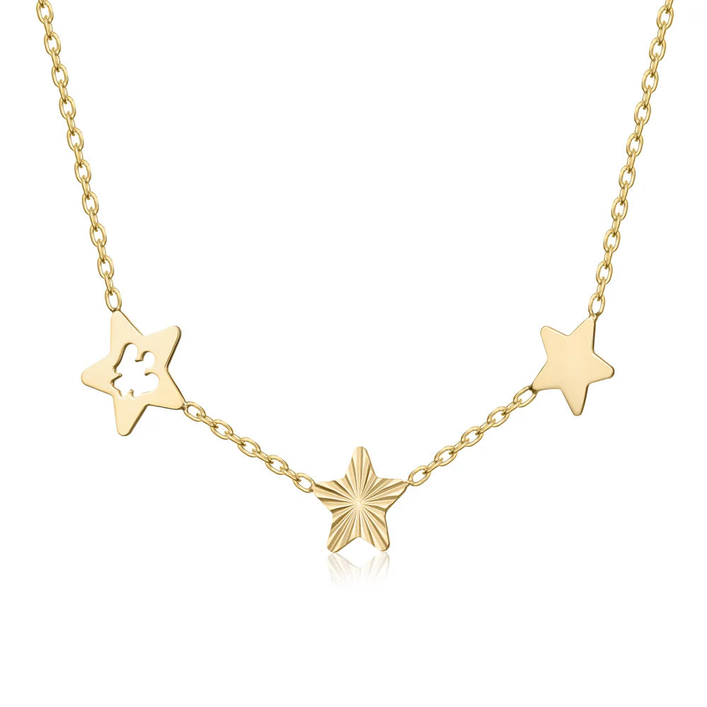 Girocollo ROBERTO GIANNOTTI IN ORO GIALLO 9KT con stelle e angelo traforato - NKT399