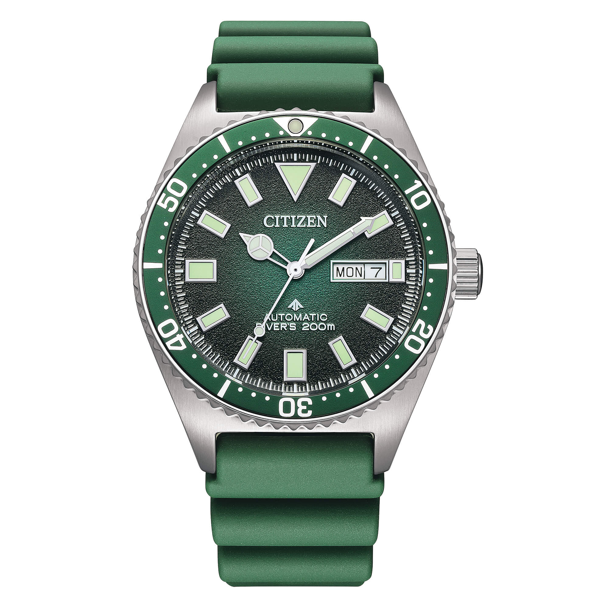 Citizen Promaster, Diver's Automatic 200 mt, cinturino in caucciù verde e quadrante verde, 41mm - NY0121-09X