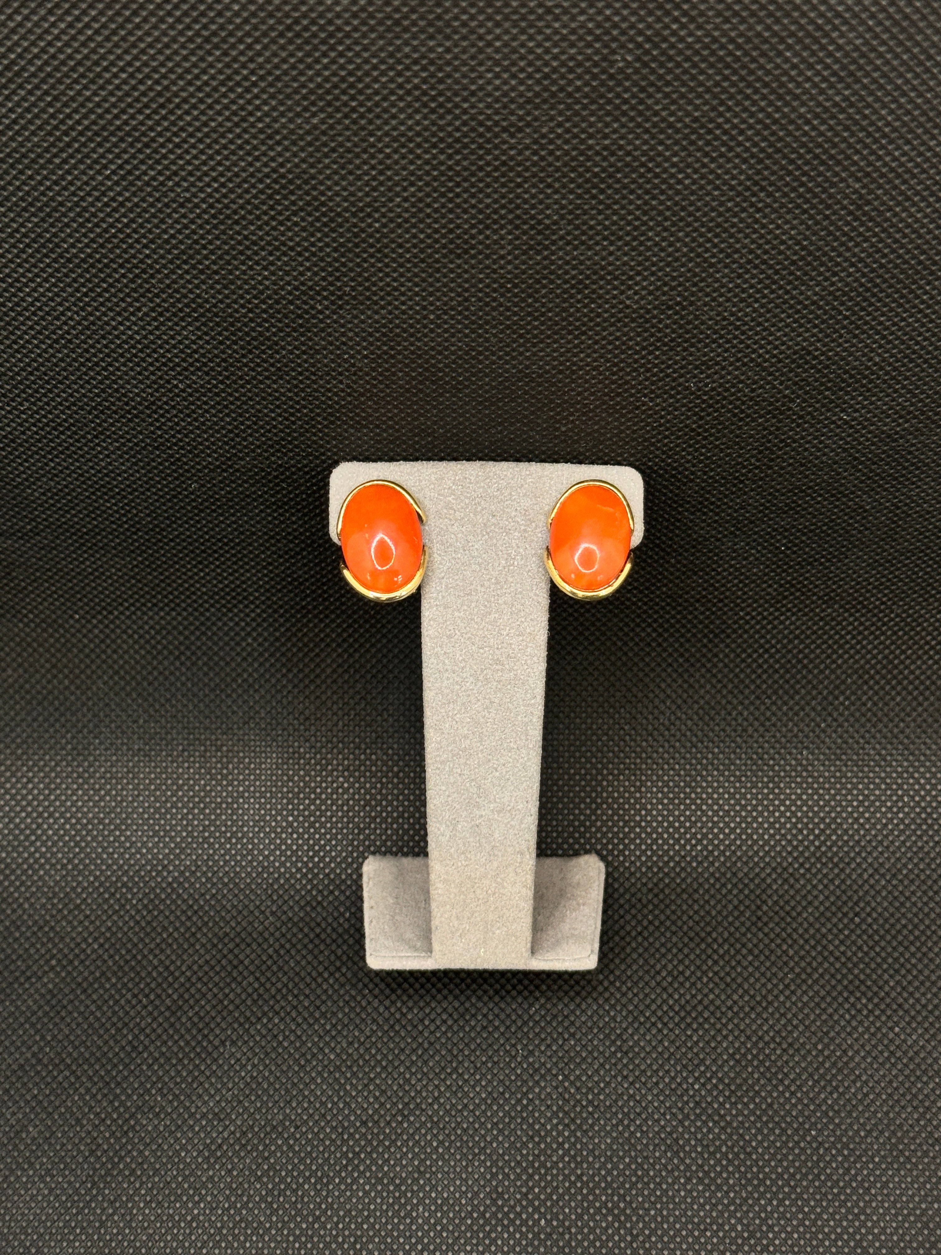 Mazza - Sardinian red coral earrings with boron in 18kt yellow gold - OR CORAL