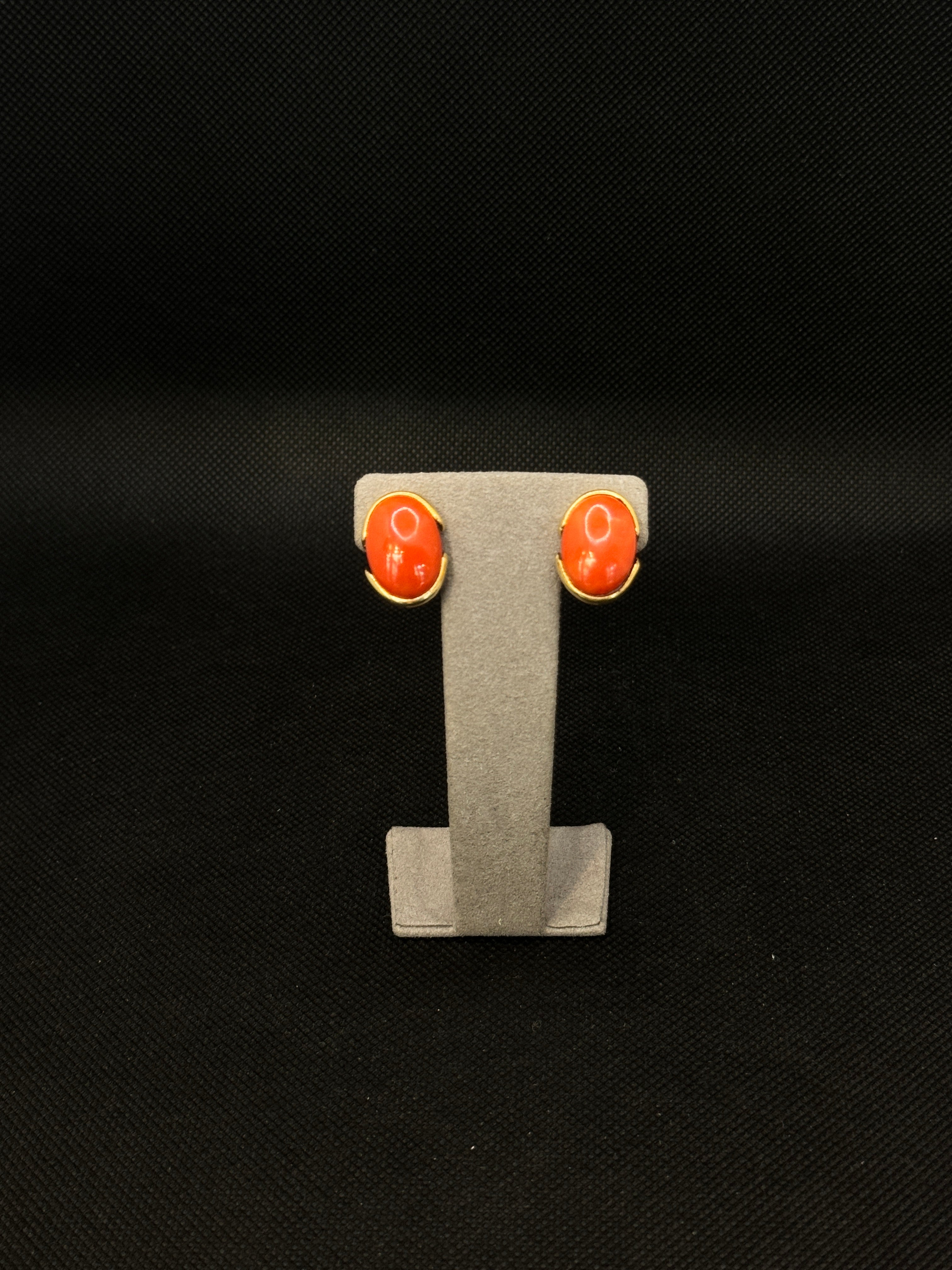 Mazza - Sardinian red coral earrings with boron in 18kt yellow gold - OR CORAL