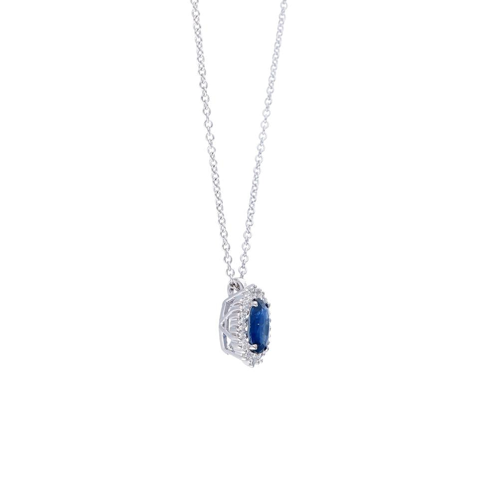 Halskette aus Weißgold, blauem Saphir und Diamant, 1,00 ct Saphire – P79CC216/ZB025