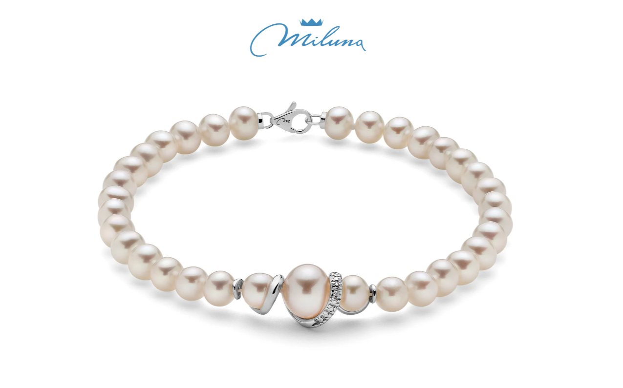 BRACCIALE MILUNA di perle Oriente e centrale in oro e diamante con movimento a spirale - PBR3042V