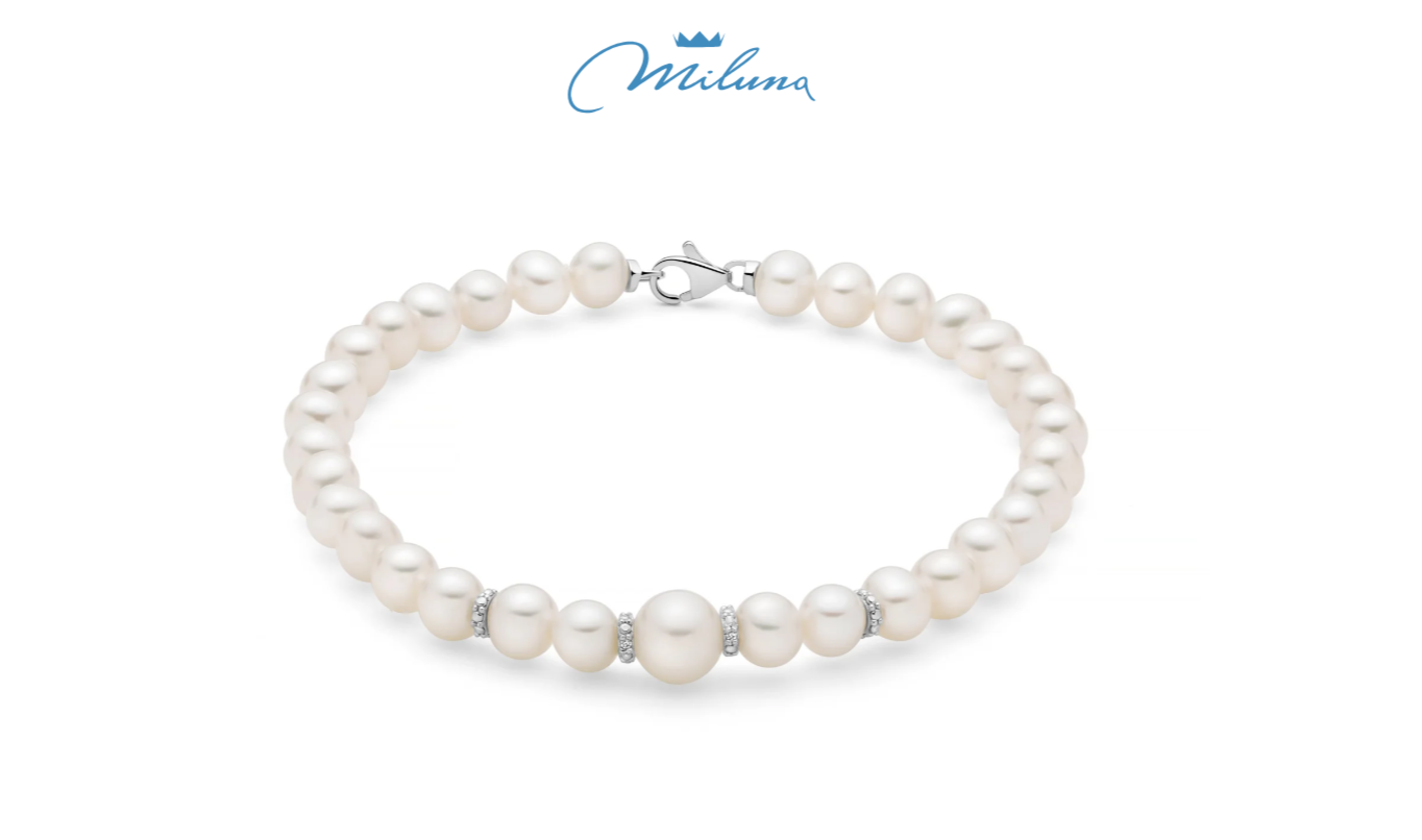 Miluna Oriente Perlenarmband mit vier Abstandshaltern aus Weißgold und Diamanten – PBR3551