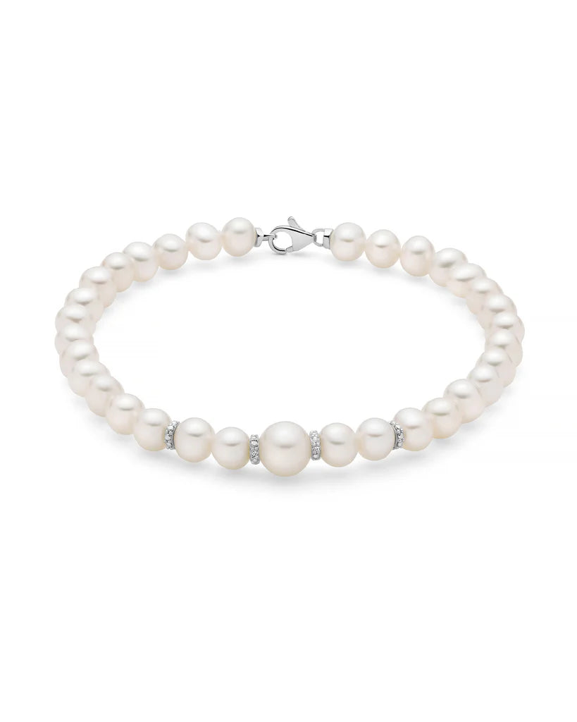 Bracciale Miluna di perle Oriente con quattro distanziali in oro bianco 18KT e diamanti - PBR3551