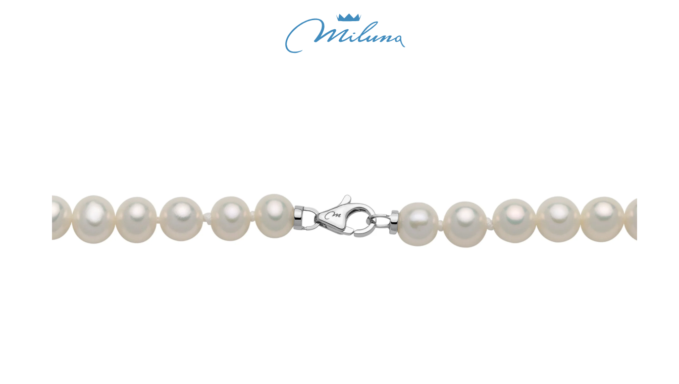 Collana Miluna di perle Oriente a scalare con sfere in oro bianco diamantate - PCL4377V