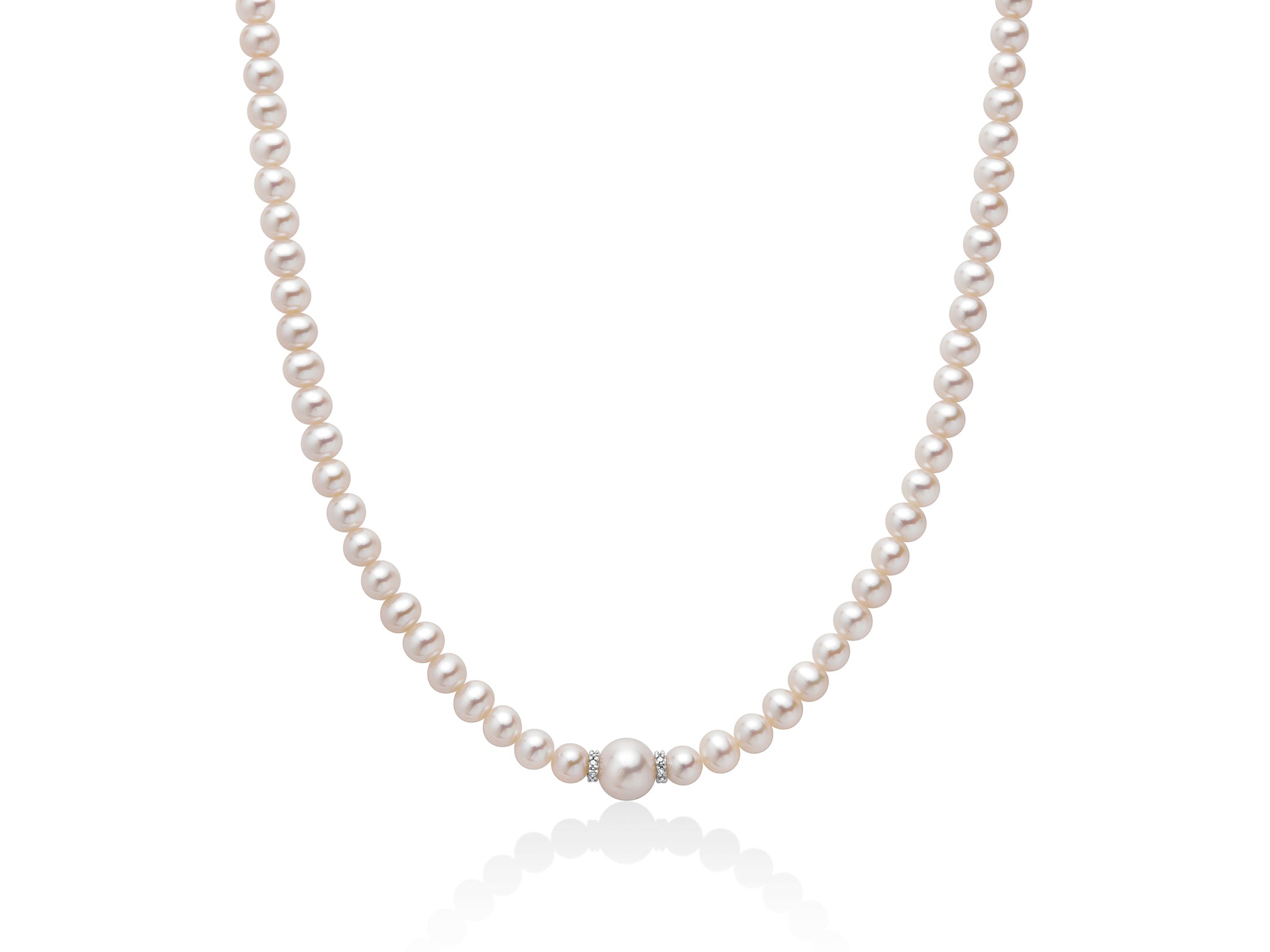 Miluna Orientalische Perlenkette mit Zwischenstücken aus Weißgold und Diamanten – PCL5914V