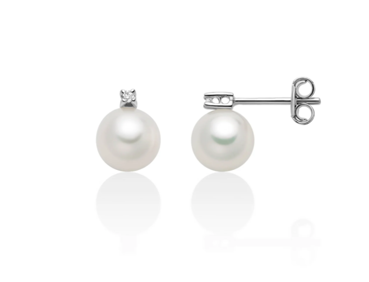 Miluna Orient Pearl and Diamond Earrings in 9kt White Gold - PER2736X