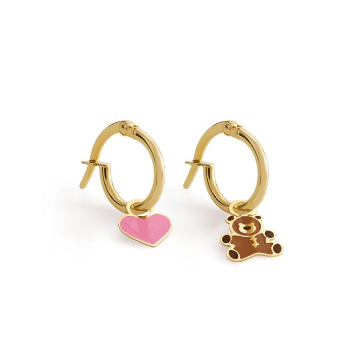 Le Bebè Orecchini a cerchietto Toys in oro giallo 9KT con cuore e orsetto - PMG057/C