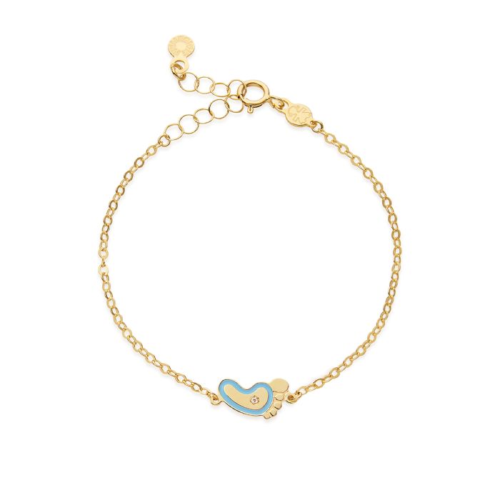 Bracciale le bebè primegioie Lucciole in oro giallo 9kt piedino azzurro e diamante - PMG204