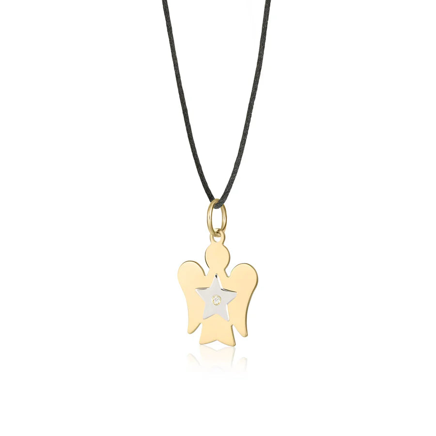 Ciondolo ROBERTO GIANNOTTI Angelo in Oro giallo 18KT con stella e diamante - PZ685